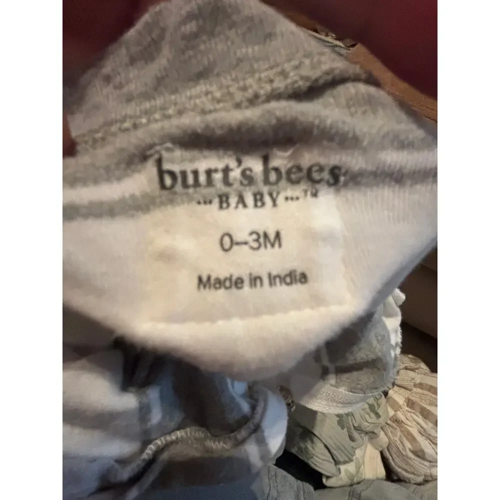 Adorable Burt's Bees Organic Cotton Baby Sleeper - 0-3 Months